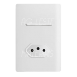 Conjunto Interruptor Simples + Tomada 10A 4x2 - Novara Branco Total